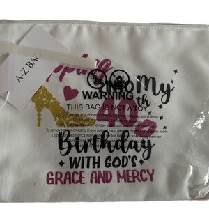 Birthday Grace and Mercy White Cosmetic Pouch
